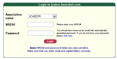 login screen